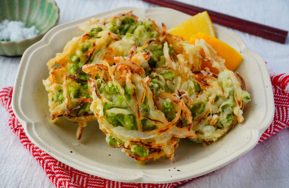 サクサク食感がたまらない！東京産枝豆のかき揚げ